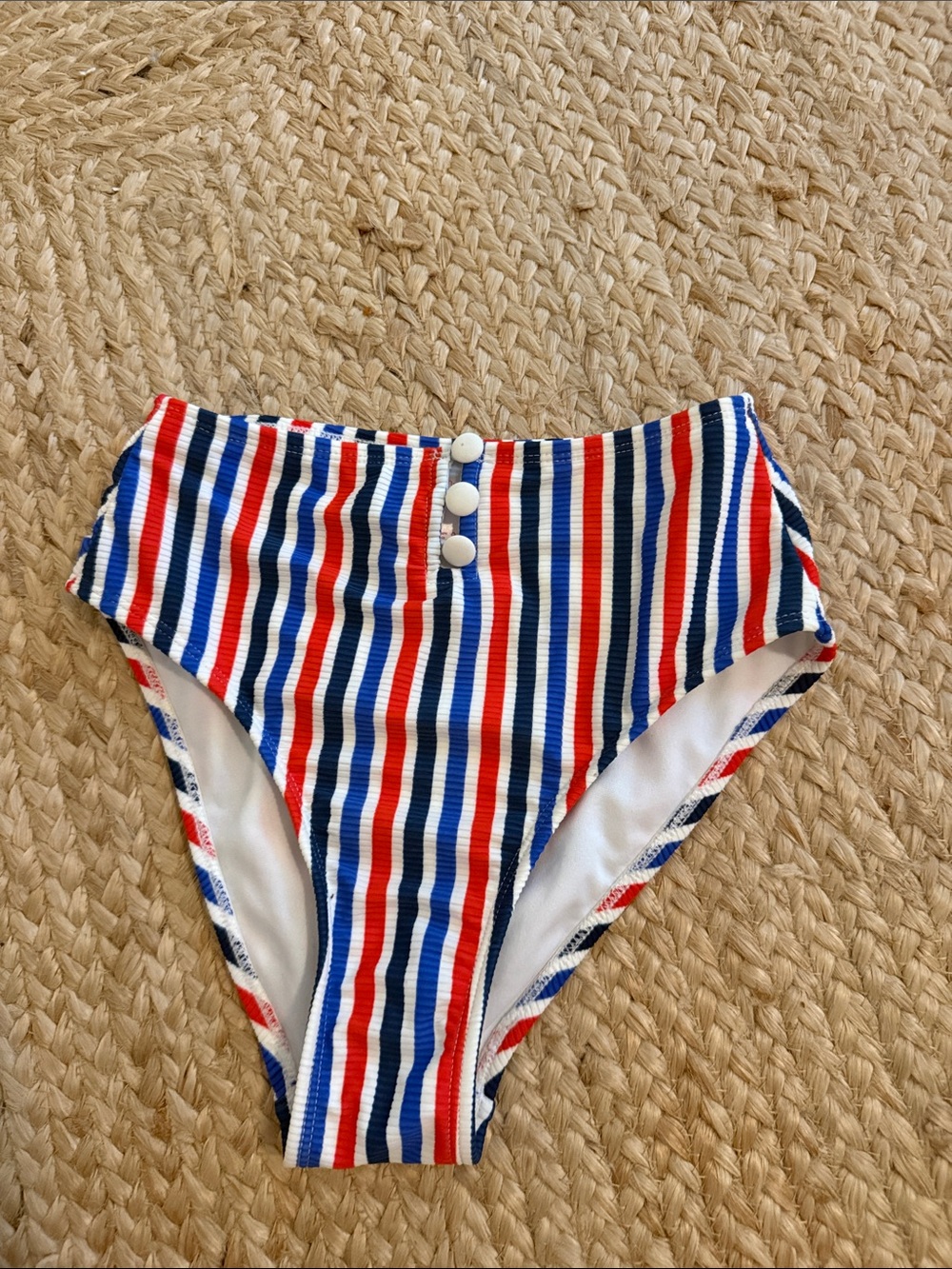 Xhilaration High-Waist Bikini Bottoms in Red, White & Blue Stripes